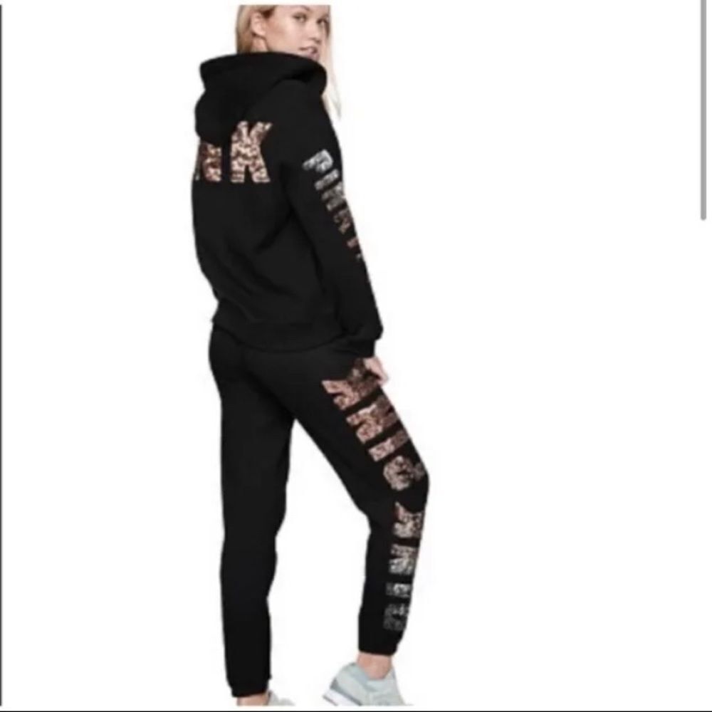 Victoria’s Secret Pink Ombre Bling Hoodie/ Joggers Outfit set S